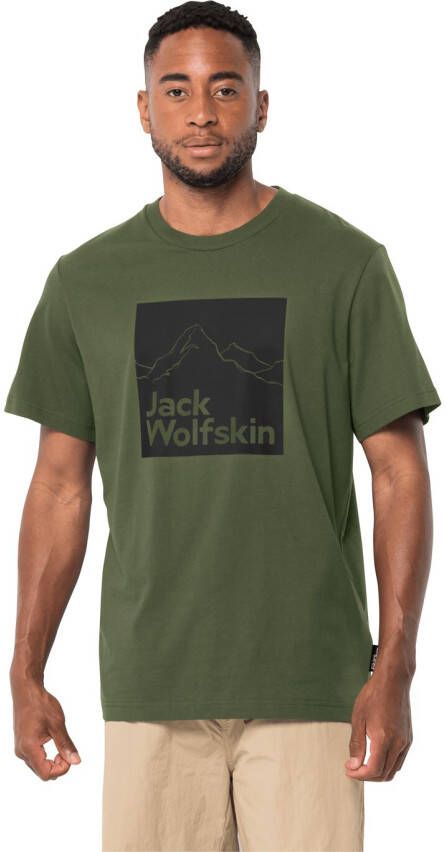 Jack Wolfskin Brand T-Shirt Men Heren T-shirt van biologisch katoen M greenwood