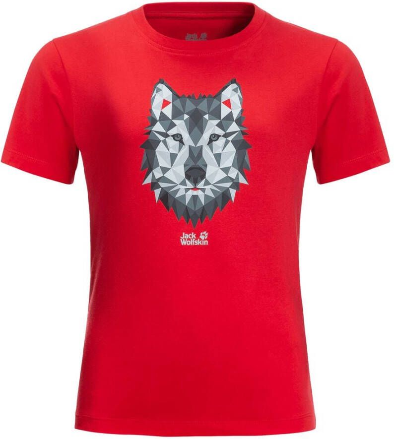 Jack Wolfskin Brand Wolf T-Shirt Kids T-shirt van biologisch katoen Kinderen 116 rood peak red