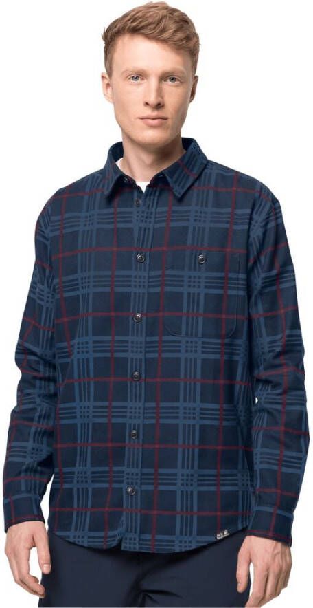 Jack Wolfskin Cabin View Shirt Men Flanellen overhemd Heren XL blue night blue checks