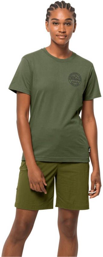 Jack Wolfskin Campfire T-Shirt Women Dames T-shirt van biologisch katoen L greenwood