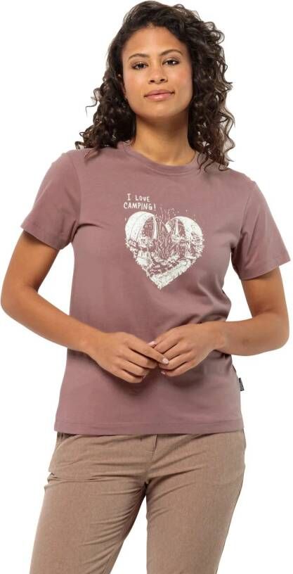 Jack Wolfskin Camping Love T-Shirt Women T-shirt van biologisch katoen Dames L afterglow