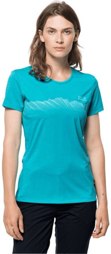 Jack Wolfskin Crosstrail Graphic T-Shirt Women Functioneel shirt Dames XL blauw dark aqua