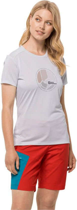 Jack Wolfskin Crosstrail Graphic T-Shirt Women Functioneel shirt Dames XL wit white cloud