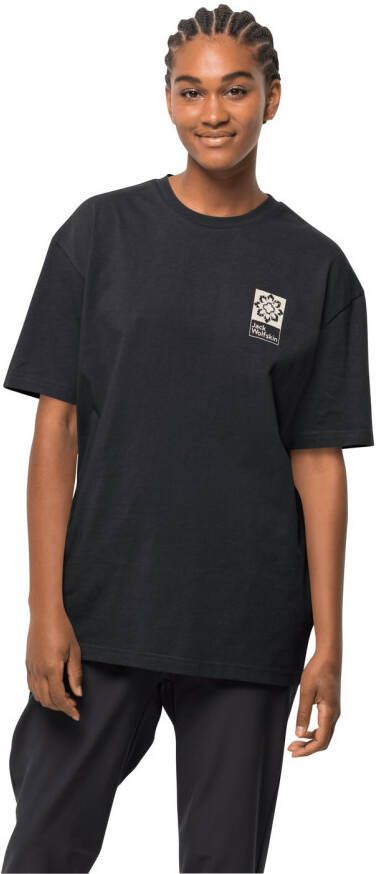 Jack Wolfskin T-Shirt Back katoen T-shirt biologisch XL van black Uniseks Eschenheimer zwart granite