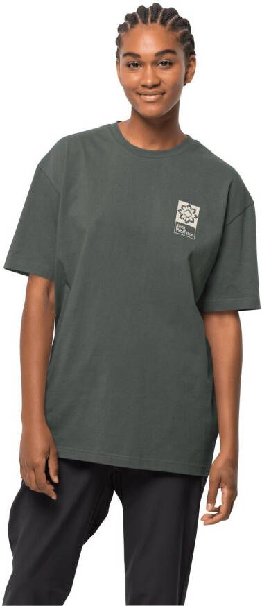 Jack Wolfskin Eschenheimer Back T-Shirt Uniseks T-shirt van biologisch katoen M grijs slate green
