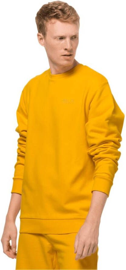 Jack Wolfskin Essential Crewneck Men Sweatshirt van biologisch katoen Heren 3XL bruin burly yellow XT