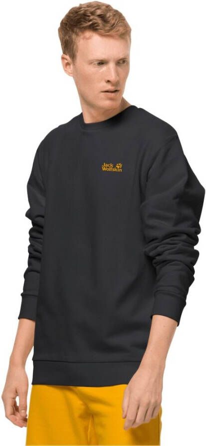 Jack Wolfskin Essential Crewneck Men Sweatshirt van biologisch katoen Heren S grijs black