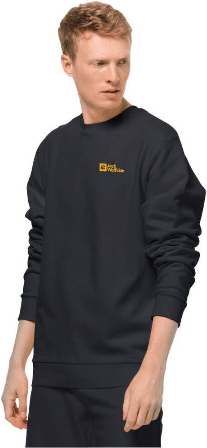 Jack Wolfskin Essential Crewneck Men Sweatshirt van biologisch katoen Heren XL zwart black