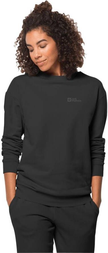 Jack Wolfskin Essential Crewneck Women Sweatshirt van biologisch katoen Dames L zwart black