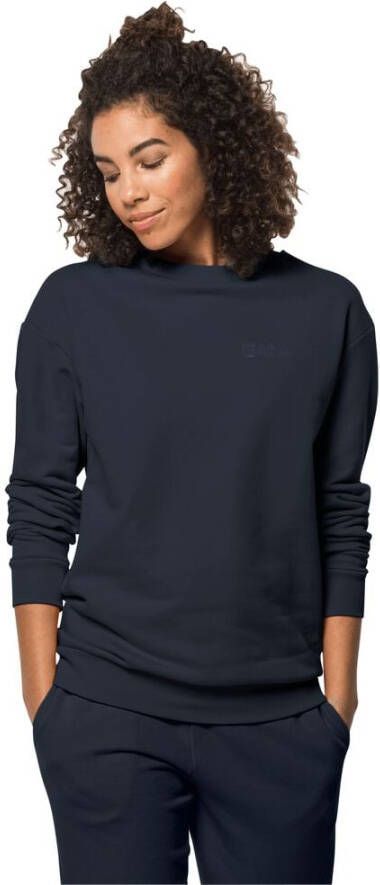Jack Wolfskin Essential Crewneck Women Sweatshirt van biologisch katoen Dames XXL blue night blue