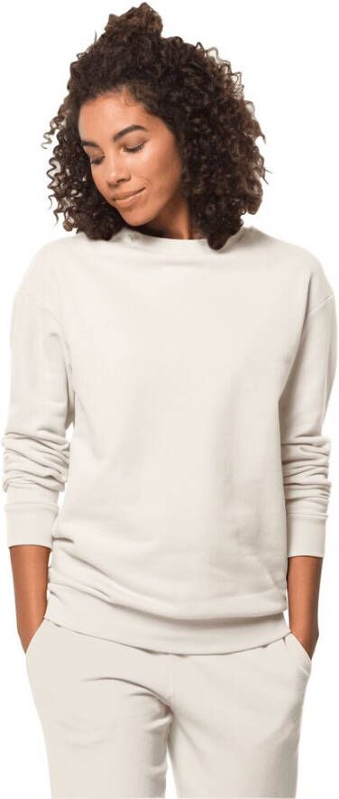 Jack Wolfskin Essential Crewneck Women Sweatshirt van biologisch katoen Dames XL geel cotton white