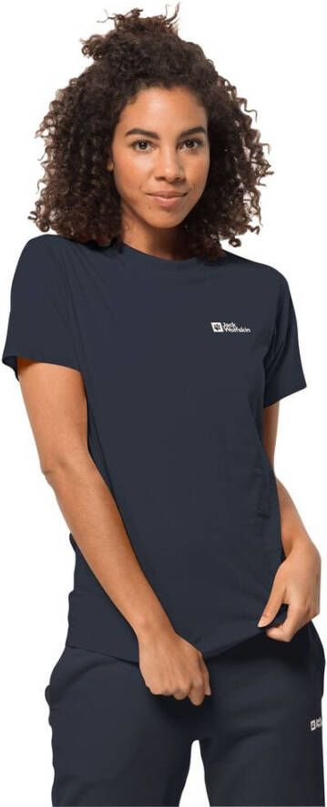 van katoen Women night Essential blue L biologisch blue T-shirt T-Shirt Wolfskin Dames Jack