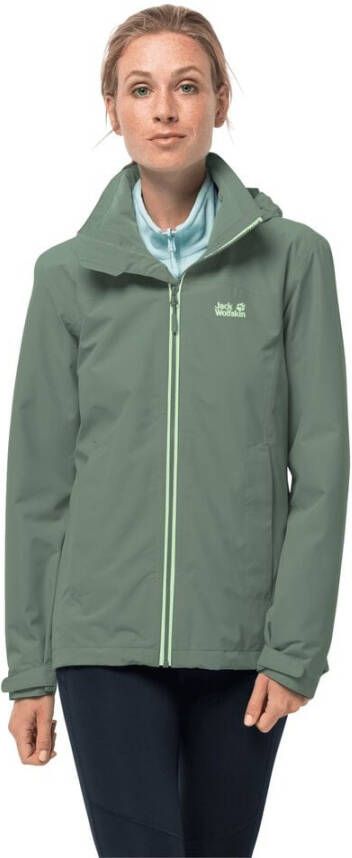 Jack Wolfskin Evandale Jacket Women Regenjack Dames M groen hedge green