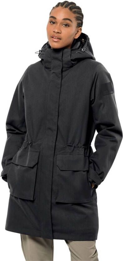 Jack Wolfskin Fierce Wind Parka Women Waterdichte winterjas Dames L zwart black