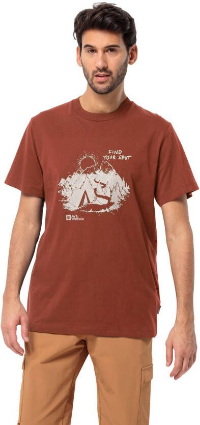 Jack Wolfskin Find Your Spot T-Shirt Men T-shirt van biologisch katoen Heren M carmine