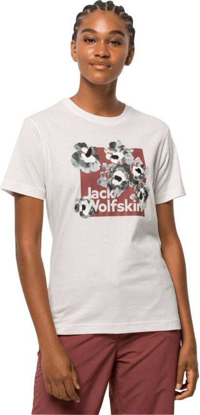 Jack Wolfskin Florell Box T-Shirt Women Dames T-shirt van biologisch katoen S geel egret