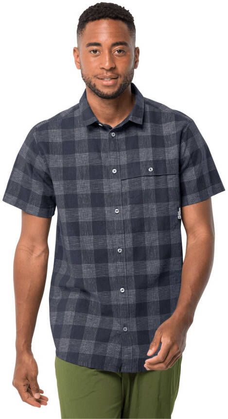 Jack Wolfskin Highlands Shirt Men Wandeloverhemd met korte mouwen Heren XXL blue night blue checks