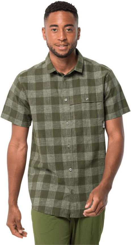 Jack Wolfskin Highlands Shirt Men Wandeloverhemd met korte mouwen Heren M greenwood checks greenwood checks