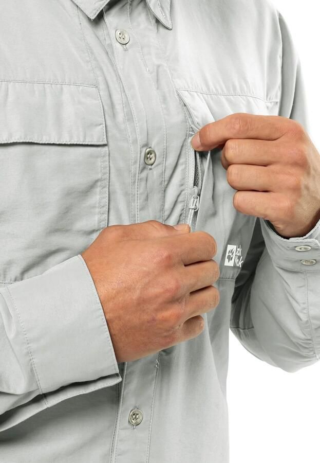 Jack Wolfskin Barrier LS Shirt Men Overhemd met bescherming tegen muggen en zon Heren XXXL cool grey Cool Grey - Foto 2