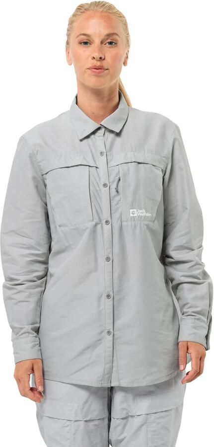Jack Wolfskin Barrier LS Shirt Women Blouse met bescherming tegen muggen en zon Dames XXL cool grey Cool Grey - Foto 8