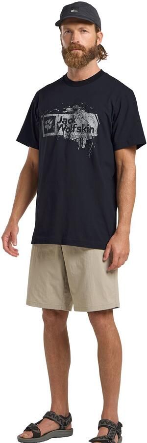 Jack Wolfskin Brand T-Shirt Men T-shirt van biologisch katoen Heren XXXL wood dark navy WOOD dark navy - Foto 7