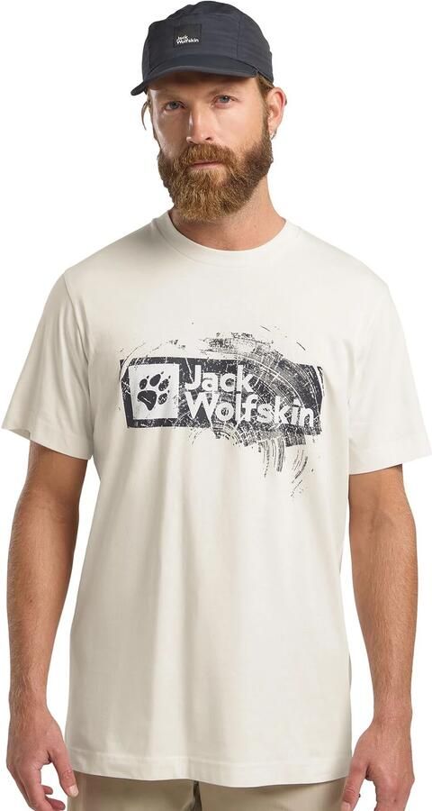 Jack Wolfskin Brand T-Shirt Men T-shirt van biologisch katoen Heren XXL wood cotton white WOOD Cotton white