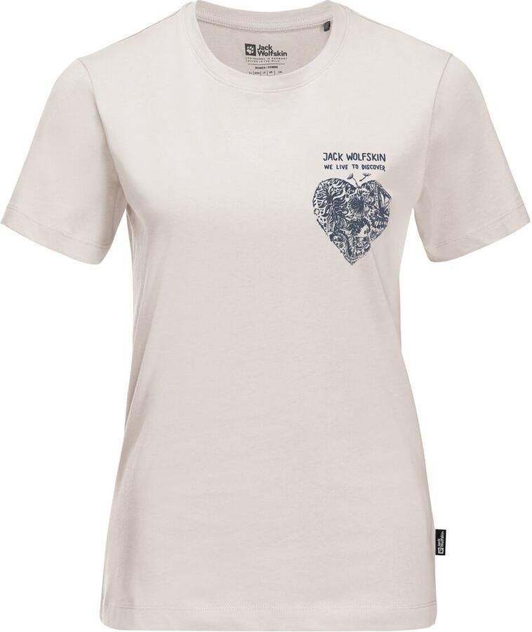 Jack Wolfskin Discover Heart T-Shirt Women T-shirt van biologisch katoen Dames XXL sea shell Sea Shell