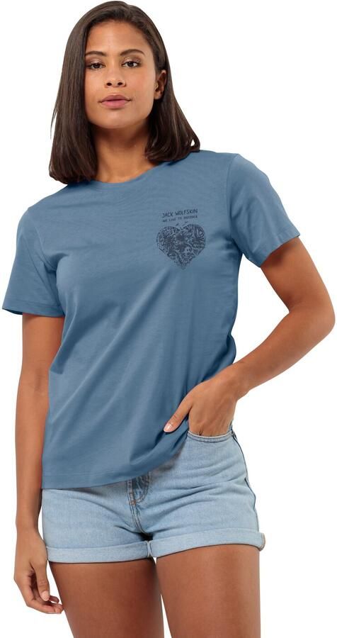 Jack Wolfskin Discover Heart T-Shirt Women T-shirt van biologisch katoen Dames XXL elemental blue Elemental Blue - Foto 2