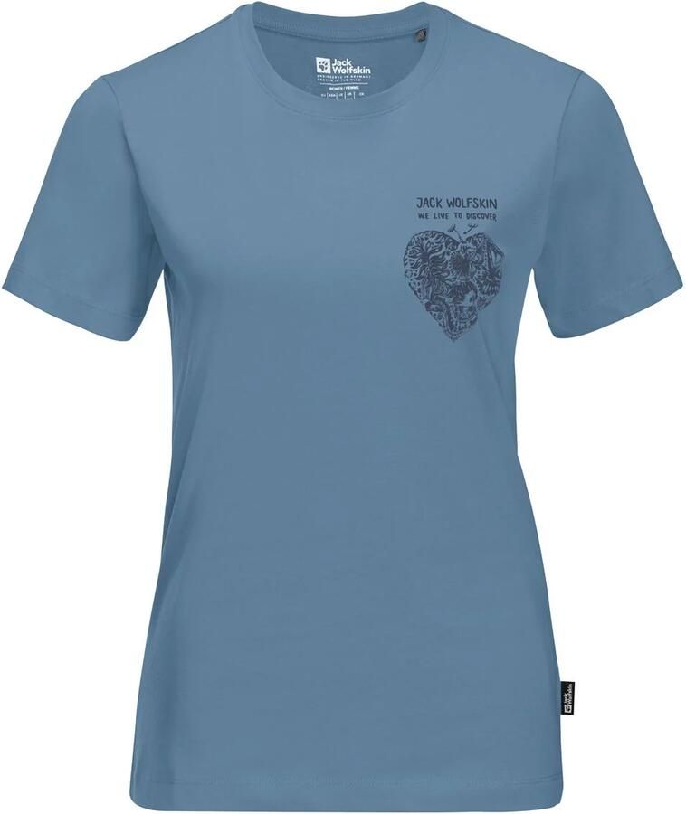 Jack Wolfskin Discover Heart T-Shirt Women T-shirt van biologisch katoen Dames XXL elemental blue Elemental Blue