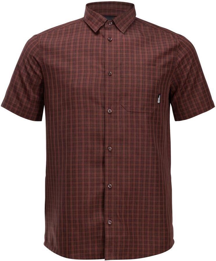 Jack Wolfskin EL Dorado Shirt Men Wandeloverhemd met korte mouwen Heren S dark mahogany check Dark Mahogany Check