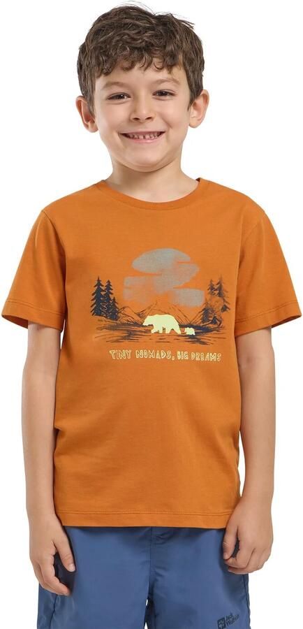 Jack Wolfskin Graphic Cotton T-Shirt Kids T-shirt van biologisch katoen Kinderen 104 print soft amber PRINT soft amber - Foto 3