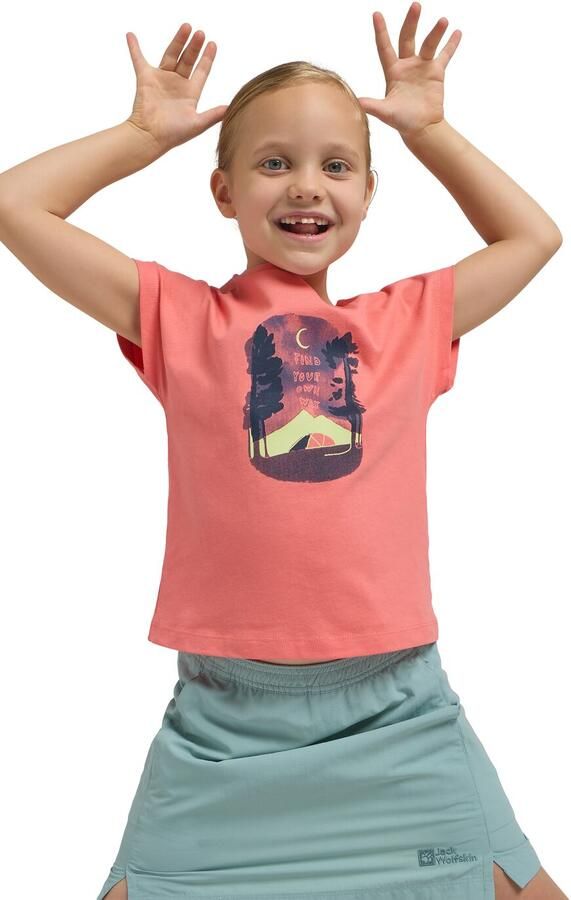 Jack Wolfskin Graphic T-Shirt T-shirt van biologisch katoen Kinderen 104 print sunset coral PRINT sunset coral - Foto 3