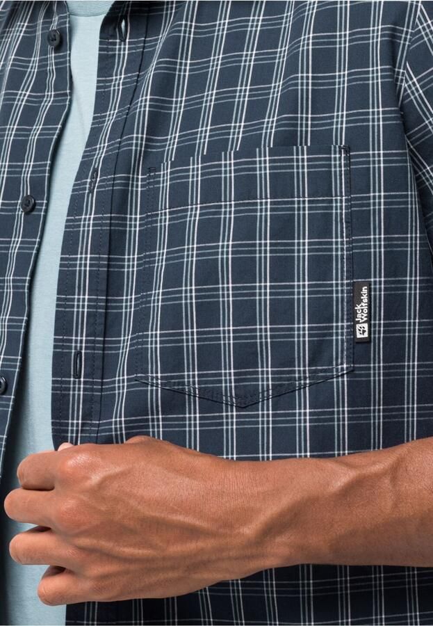 Jack Wolfskin Hot Springs Shirt Men Wandeloverhemd met korte mouwen Heren XXL night blue checks Night Blue Checks - Foto 2