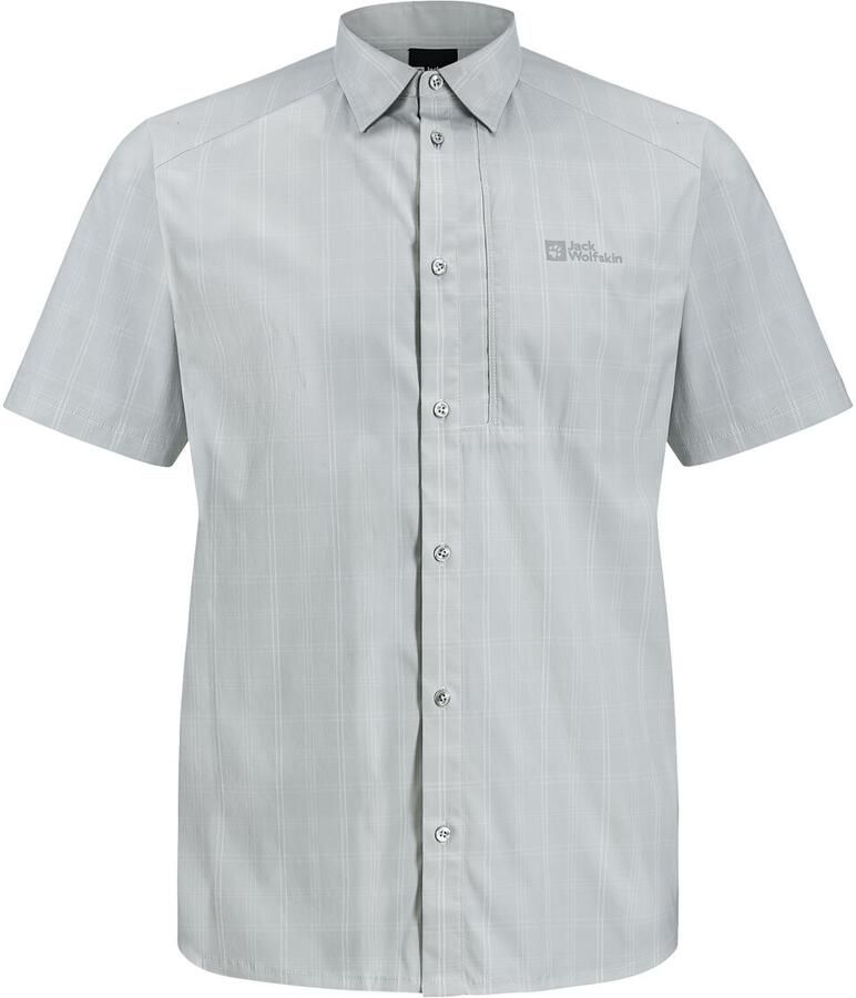 Jack Wolfskin Norbo S|S Shirt Men Overhemd met korte mouwen en zonnebescherming Heren XXXL cool grey check Cool Grey Check