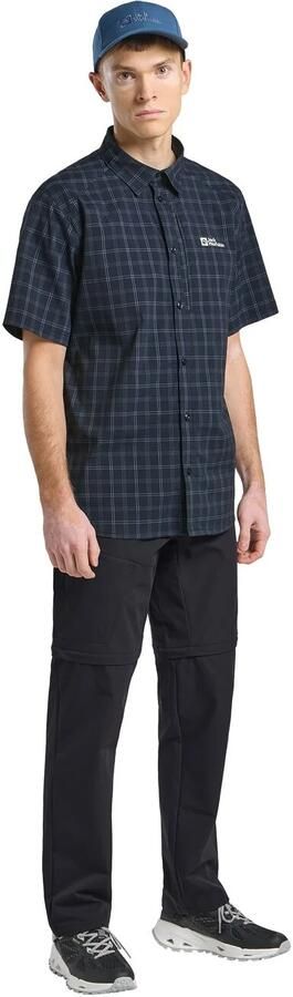 Jack Wolfskin Norbo S|S Shirt Men Overhemd met korte mouwen en zonnebescherming Heren L night blue checks Night Blue Checks - Foto 6