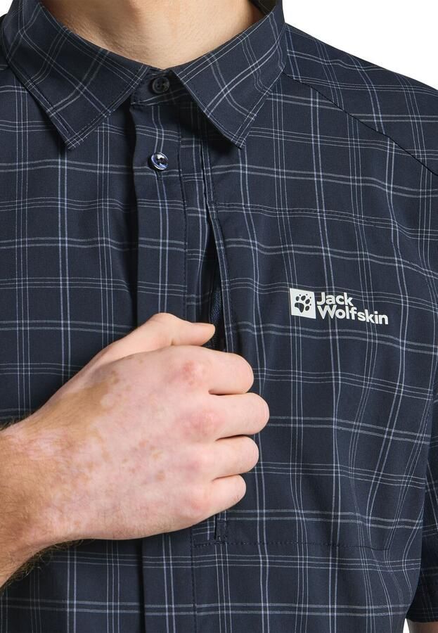 Jack Wolfskin Norbo S|S Shirt Men Overhemd met korte mouwen en zonnebescherming Heren L night blue checks Night Blue Checks - Foto 2