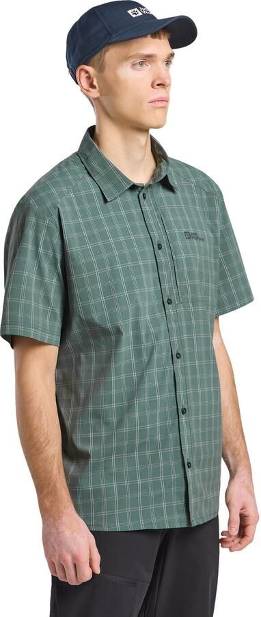 Jack Wolfskin Norbo S|S Shirt Men Overhemd met korte mouwen en zonnebescherming Heren XXL hedge green checks hedge green checks - Foto 6