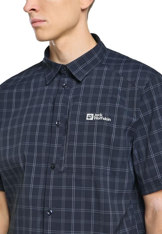 Jack Wolfskin Norbo S|S Shirt Men Overhemd met korte mouwen en zonnebescherming Heren L night blue checks Night Blue Checks - Foto 3