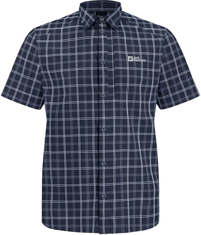 Jack Wolfskin Norbo S|S Shirt Men Overhemd met korte mouwen en zonnebescherming Heren L night blue checks Night Blue Checks