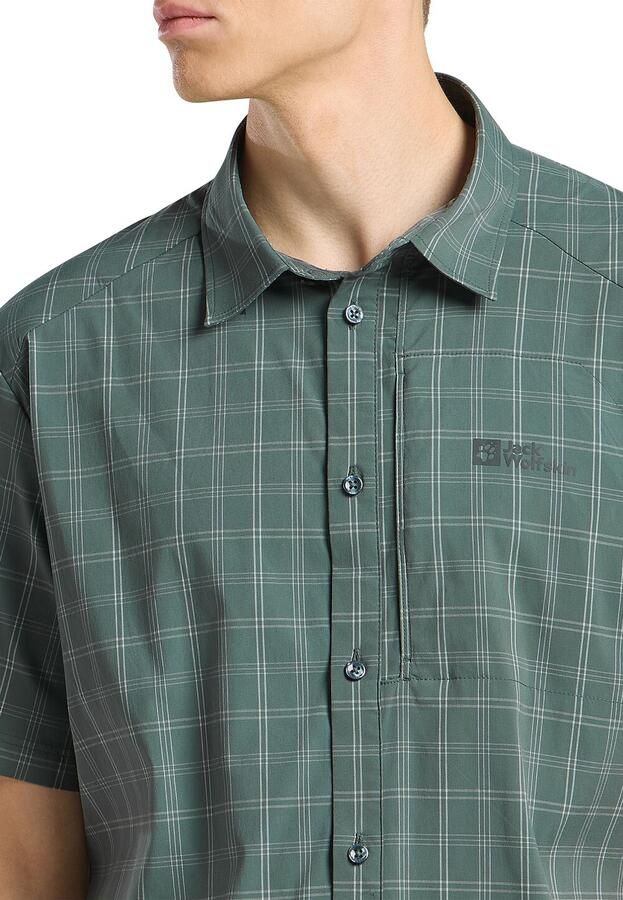 Jack Wolfskin Norbo S|S Shirt Men Overhemd met korte mouwen en zonnebescherming Heren XXL hedge green checks hedge green checks - Foto 3