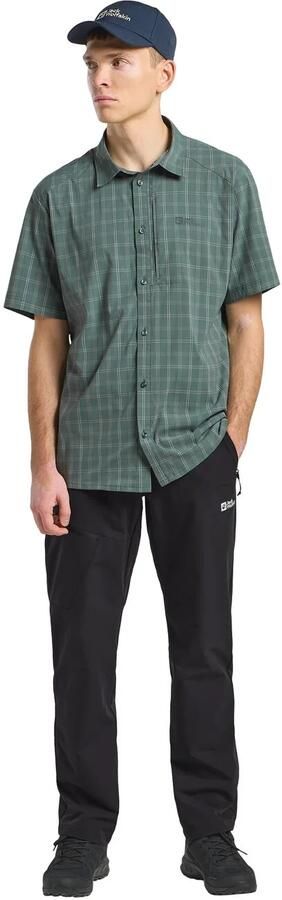 Jack Wolfskin Norbo S|S Shirt Men Overhemd met korte mouwen en zonnebescherming Heren XXL hedge green checks hedge green checks - Foto 7