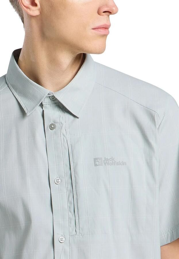 Jack Wolfskin Norbo S|S Shirt Men Overhemd met korte mouwen en zonnebescherming Heren XXXL cool grey check Cool Grey Check - Foto 5