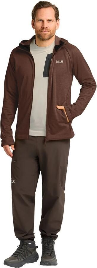 Jack Wolfskin Peak District Hooded FZ Men Fleece jack met capuchon Heren M hot choc hot choc - Foto 6
