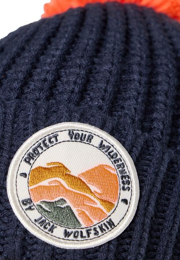 Jack Wolfskin Pompom Badge Beanie Kids Wintermuts Kinderen S blue night blue