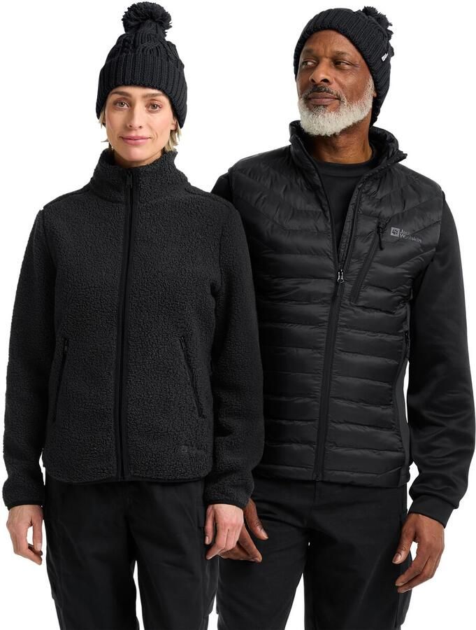 Jack Wolfskin Pompom Beanie Winddichte gebreide muts One Size black