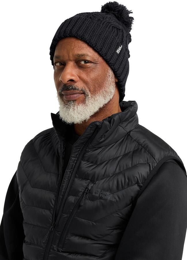 Jack Wolfskin Pompom Beanie Winddichte gebreide muts One Size black - Foto 3