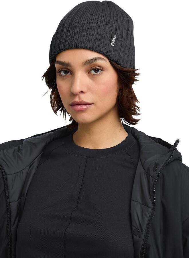 Jack Wolfskin Rib Knit Beanie Winddichte gebreide muts One Size black - Foto 3