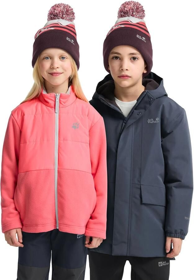 Jack Wolfskin Stripy Pompom Beanie Kids Winter muts kinderen M amaranth - Foto 9