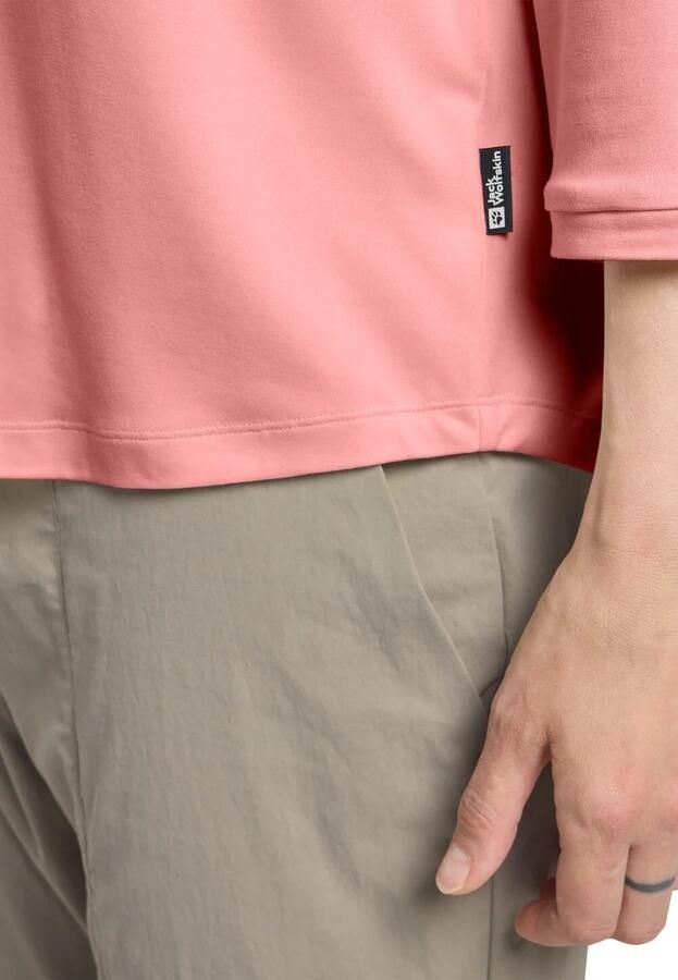 Jack Wolfskin Travel 3 4 T-Shirt Women T-shirt met 3 4 mouwen met zonnebescherming dames XXL mineral red heather mineral red heather - Foto 3