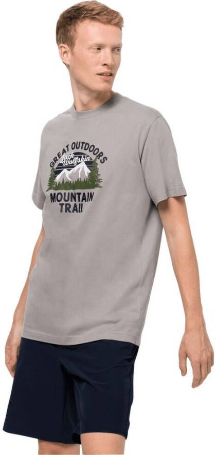 Jack Wolfskin JW Mountain Trail T-Shirt Men Heren T-shirt van biologisch katoen XL grijs ash grey